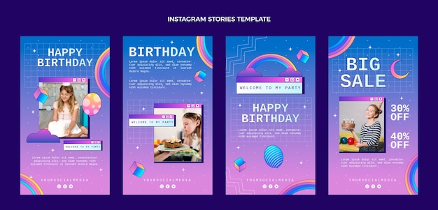 Gradiente retro vaporwave cumpleaños instagram stories