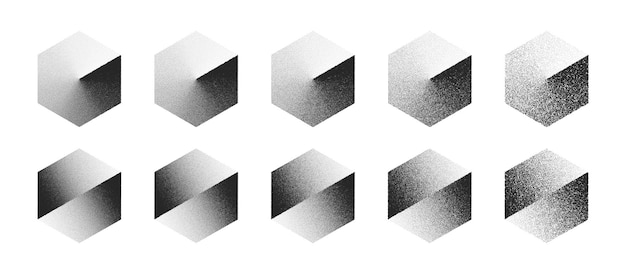 Gradiente en el sentido de las agujas del reloj y hexágono desplazado Conjunto de vectores de forma abstracta Aislar en la parte posterior