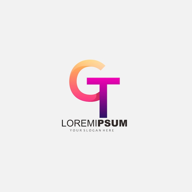 Vector gradiente de símbolo de logotipo de gt inicial colorido