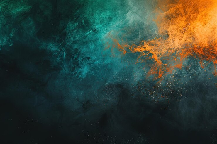 Un gradiente suave de colores de azulado a naranja con un fondo negro fondo blanco granulado ar 3