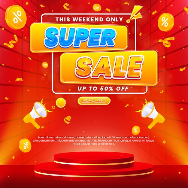 Gradiente super venta de fondo con podio para promover su negocio