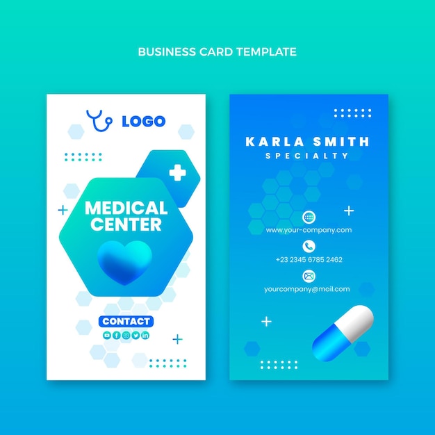 Vector gradiente de tarjeta de visita médica vertical