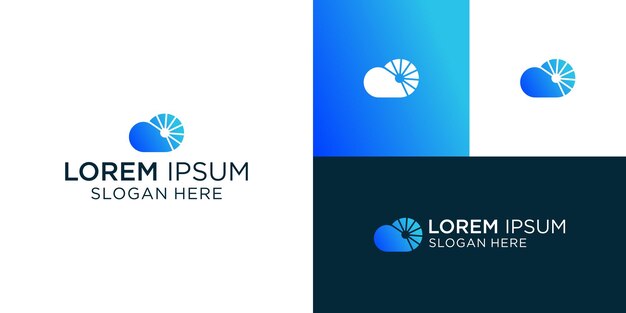 Gradiente de tecnología logotipo de nube colorida