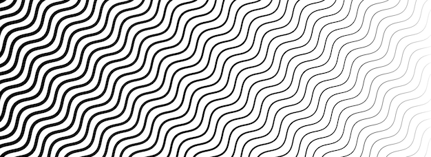 Gradiente de textura de franja curva negra Papel de pared con patrón de línea de onda Grada de medio tono lineal ondulado desvanecido