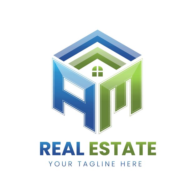 gradiente de vector AM real estate logo