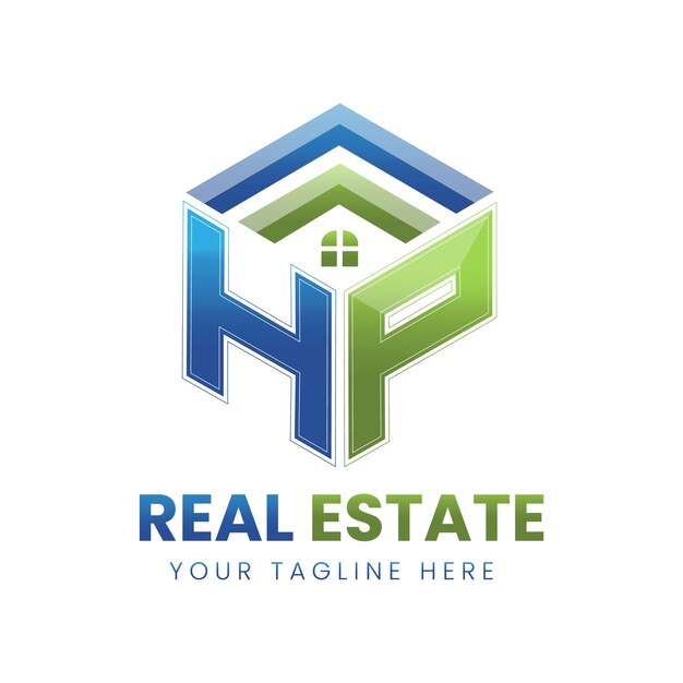 gradiente de vector logotipo de bienes raíces hp
