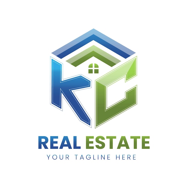 gradiente de vector logotipo de bienes raíces kc