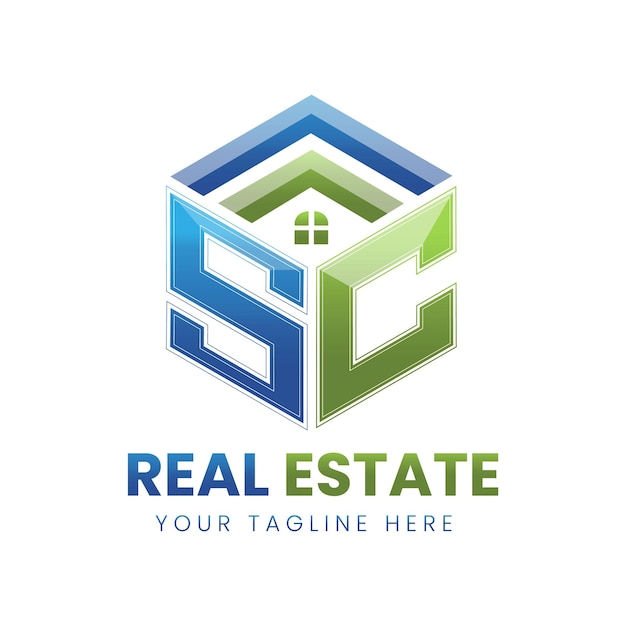 gradiente de vector SC real estate logo