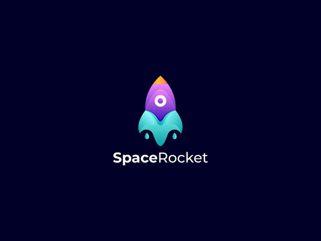 El gradiente vectorial es el logotipo de un cohete espacial abstracto.