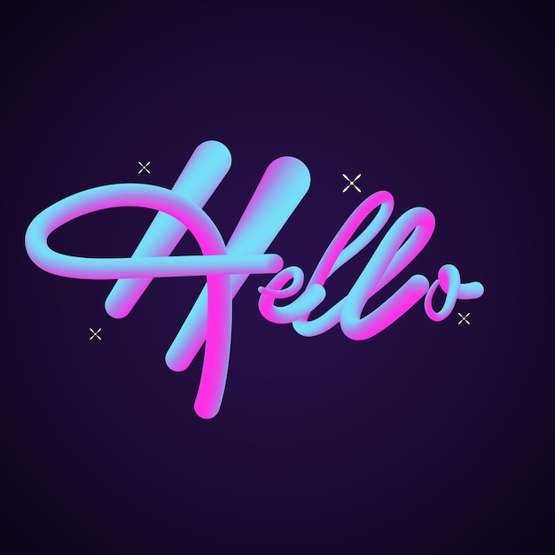 Vector gradiente vectorial forma abstracta en 3d hola ilustración de texto