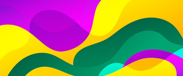 Gradiente vectorial verde amarillo y púrpura violeta resumen pancarta simple con formas onduladas y líquidas diseño vectorial para presentaciones volantes carteles fondo informe anual e invitaciones