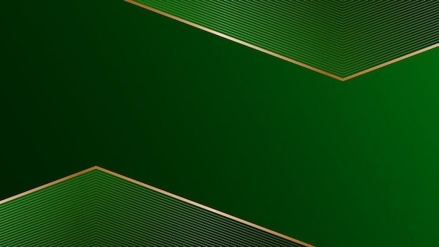 Gradiente verde fondo abstracto con líneas doradas patrón geométrico y sombras diseño futurista