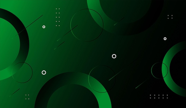 Gradiente verde geométrico con formas redondas y líneas de fondo vectorial