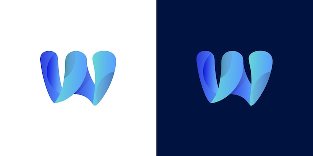 Vector gradiente w diseño del logotipo colores azules plantilla vectorial