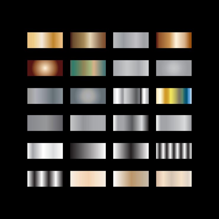 Vector gradientes de colores en diferentes conjuntos de elementos de color
