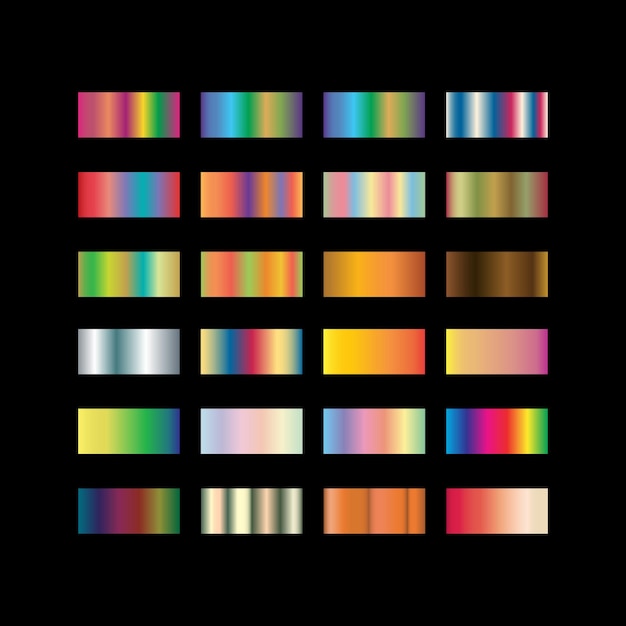 gradientes de colores en diferentes conjuntos de elementos de color