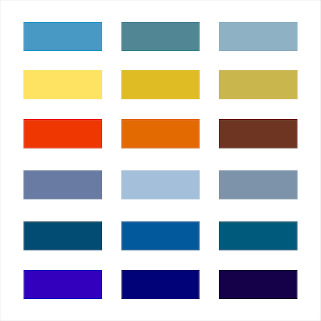 gradientes de colores en diferentes conjuntos de elementos de color