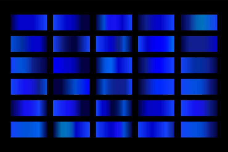 Vector gradientes conjunto de gradientes metálicos de color azul.