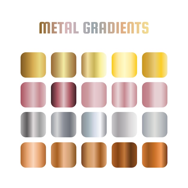 Gradientes metálicos de oro, oro rosado, plata y bronce