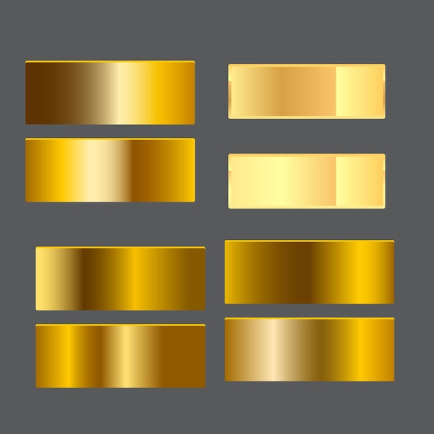 Gradientes de oro de alta calidad Vector exclusivo Conjunto de gradientes de metal de oro Vector de metal de bronce de oro