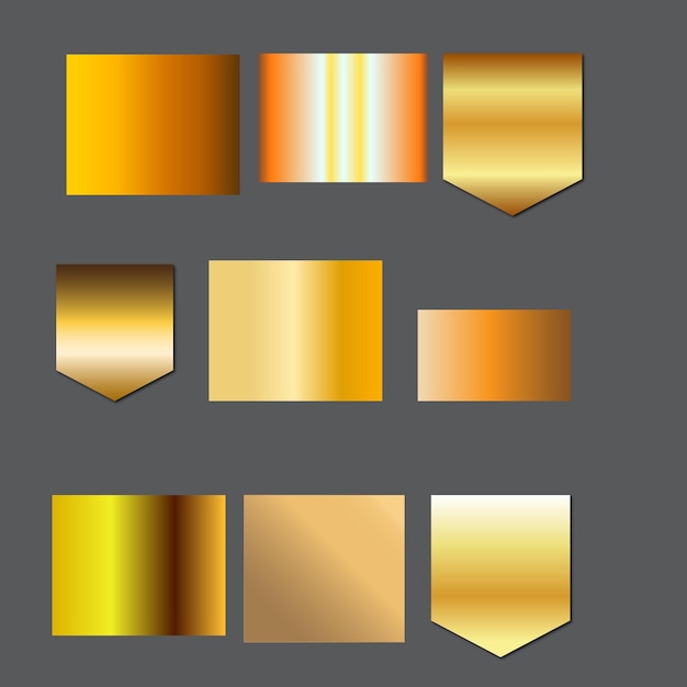 Gradientes de oro de alta calidad Vector exclusivo Conjunto de gradientes de metal de oro Vector de metal de bronce de oro