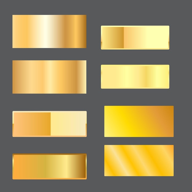 Gradientes de oro de alta calidad Vector exclusivo Conjunto de gradientes de metal de oro Vector de metal de bronce de oro