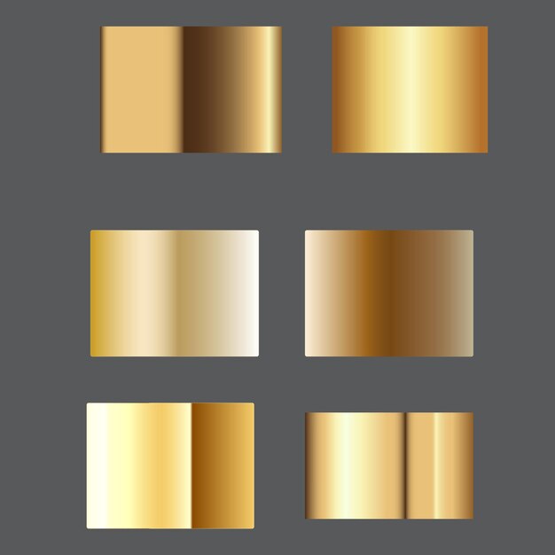 Gradientes de oro de alta calidad Vector exclusivo Conjunto de gradientes de metal de oro Vector de metal de bronce de oro