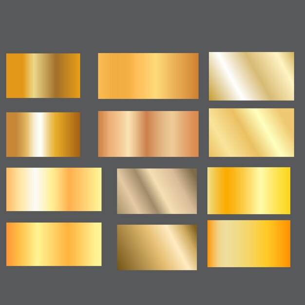 Gradientes de oro de alta calidad Vector exclusivo Conjunto de gradientes de metal de oro Vector de metal de bronce de oro