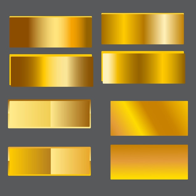 Gradientes de oro de alta calidad Vector exclusivo Conjunto de gradientes de metal de oro Vector de metal de bronce de oro