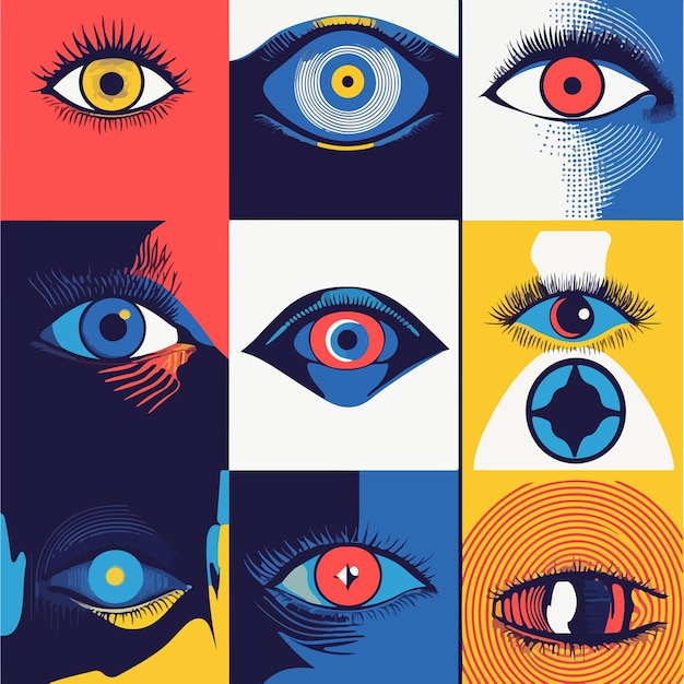 Grados de ceguera al color Ilustración de vector plano