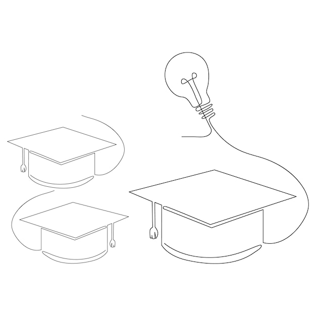 Graduación y concepto de idea gorras académicas y bombilla