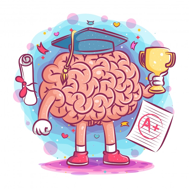 Graduación de la ilustración del cerebro de la ilustración