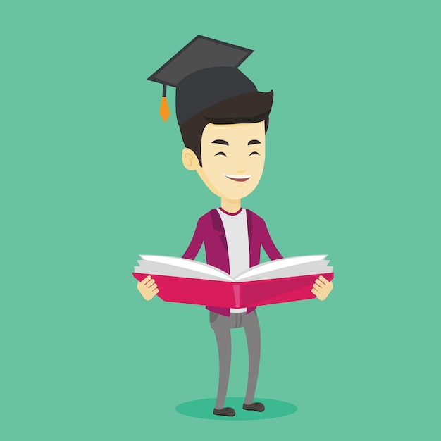 Graduado con libro en las manos.
