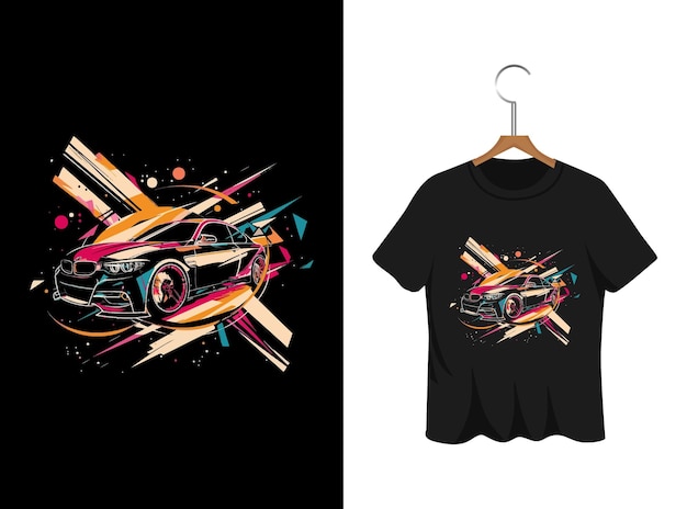 Vector graffiti abstracto ilustración de automóvil diseño de camiseta plantilla de obra de arte