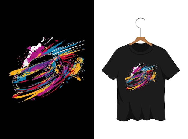 Vector graffiti abstracto, ilustración de automóviles, diseño de camisetas, plantilla de obras de arte