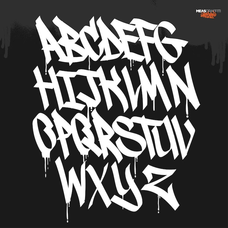 Vector graffiti alfabeto escritura a mano letras tipografía fuente