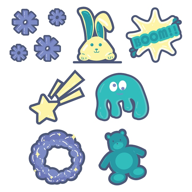 Graffiti Art Doodle Pack Cute Abstract Cartoon Clip Art en el estilo de boceto