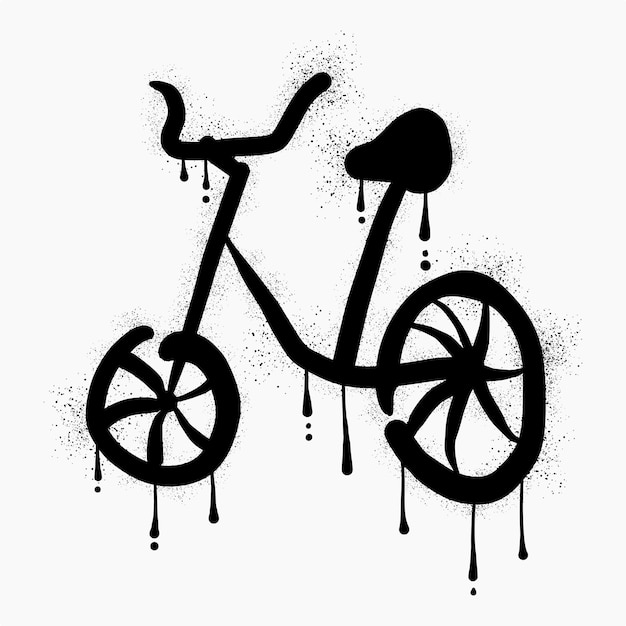 Vector graffiti de bicicletas dibujados con pintura en aerosol negra
