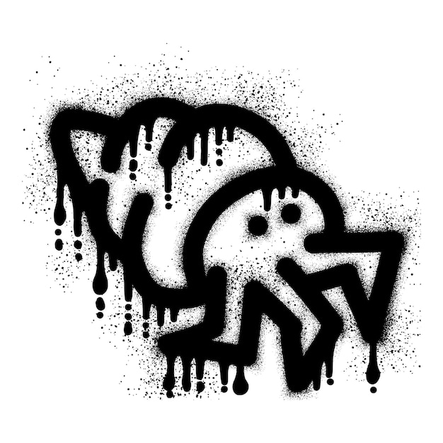 Graffiti de cangrejo ermitaño con pintura en aerosol negra
