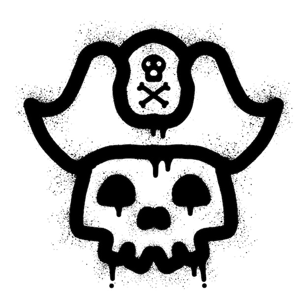 Graffiti de cráneo de pirata con pintura en aerosol negro