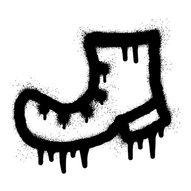 Graffiti de icono de arranque con pintura en aerosol negra
