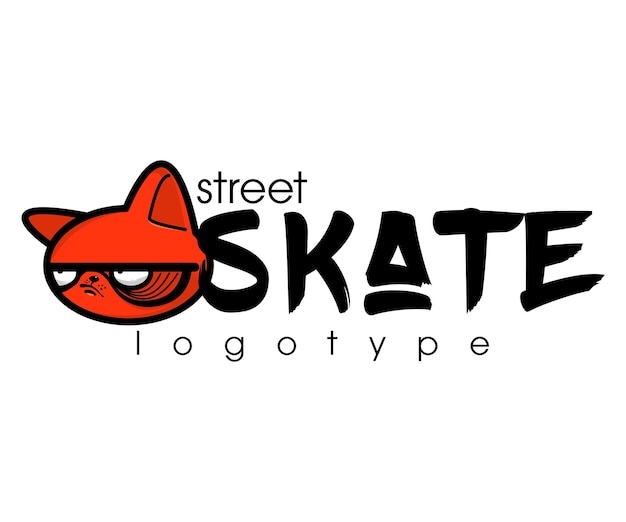 Vector graffiti, logotipo de gato, patinaje en la calle, genial.