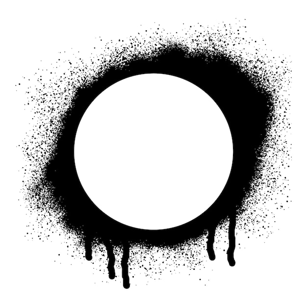 Graffiti de marco circular con pintura en aerosol negra