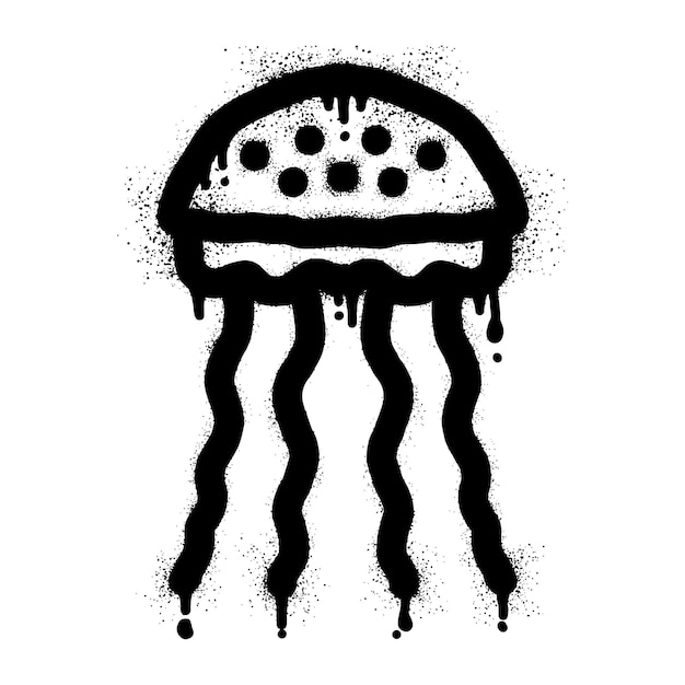 Graffiti de medusas con pintura en aerosol negra