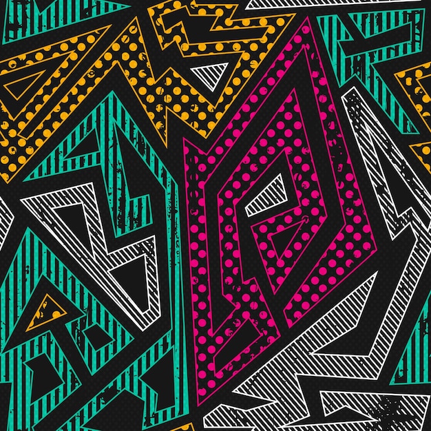Graffiti patrón geométrico sin costura eps 10 archivo vectorial
