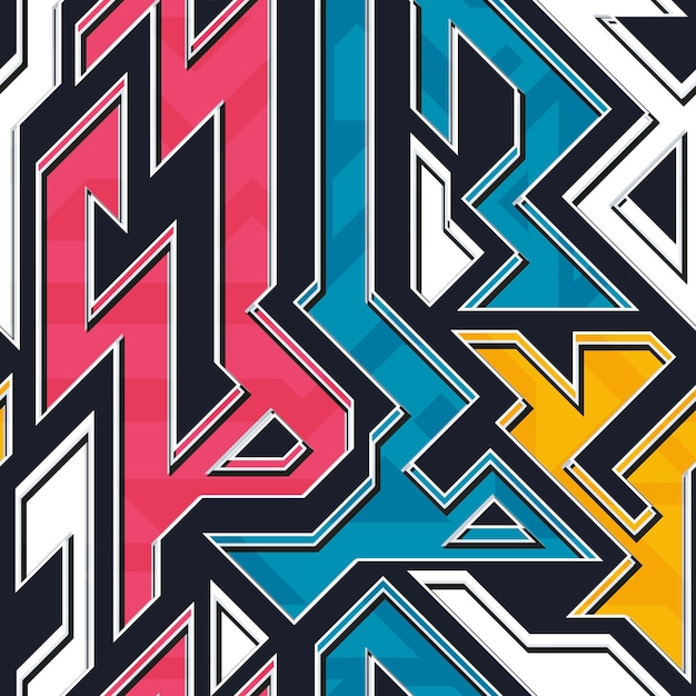 Graffiti patrón geométrico sin costura eps 10 archivo vectorial