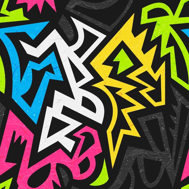 Graffiti patrón geométrico sin costuras con efecto grunge