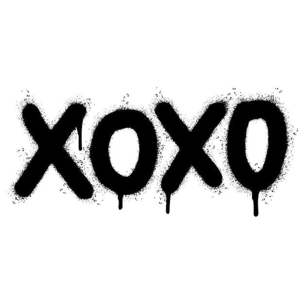 Graffiti pintado con spray xoxo Word rociado aislado con una fuente de graffiti de fondo blanco xoxo con spray en negro sobre blanco Ilustración vectorial