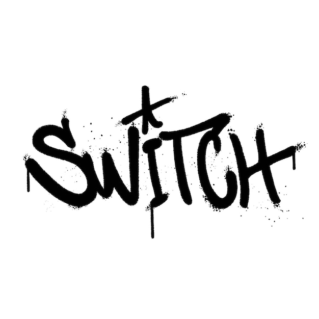Graffiti pintura en aerosol word switch vector aislado
