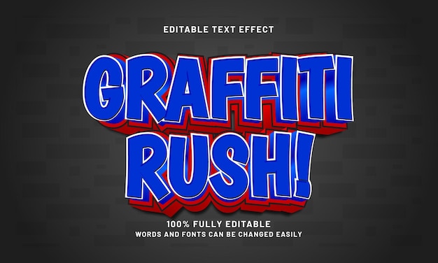 graffiti rush efectos de texto editables con un tema de calle y arte
